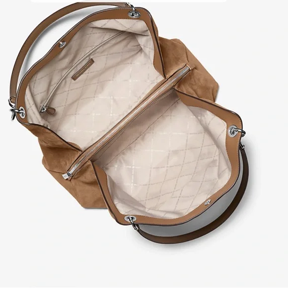 NWOT Michael Kors Brown Suede Shoulder Bag - Picture 2 of 10